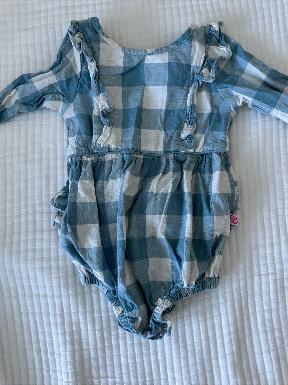 Ruffle Butts Blue & White Gingham Ruffle-Trim One-Piece